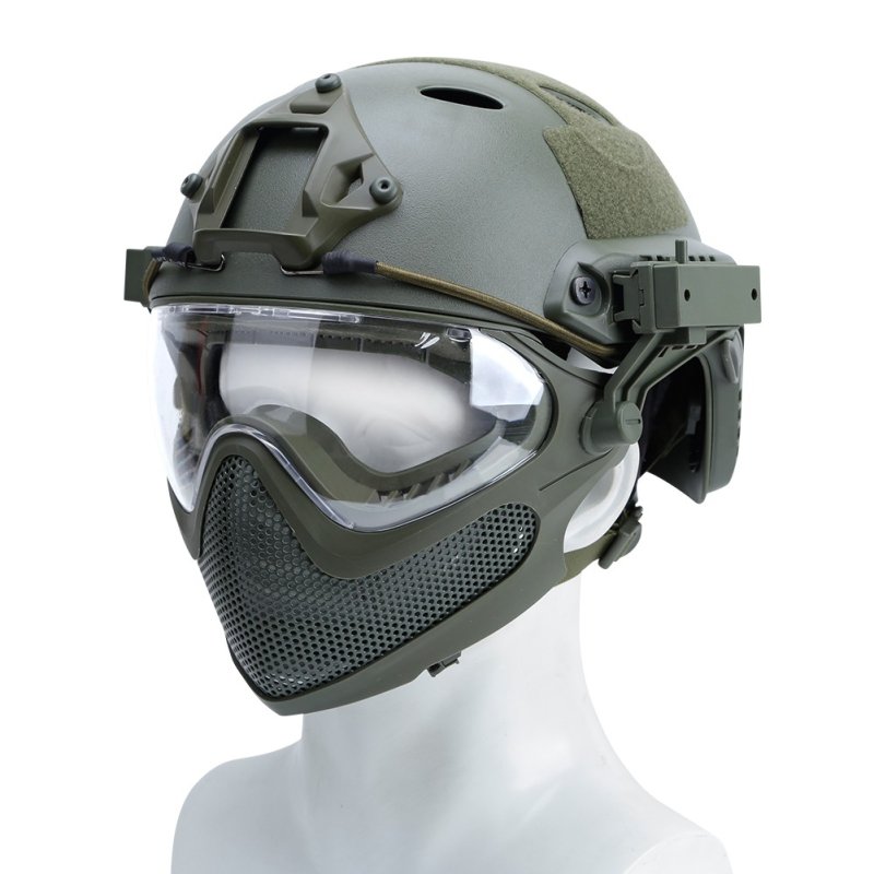 Airsoft čelada in maska B-Type Piloteer Set Guerilla Tactical L Oljka L