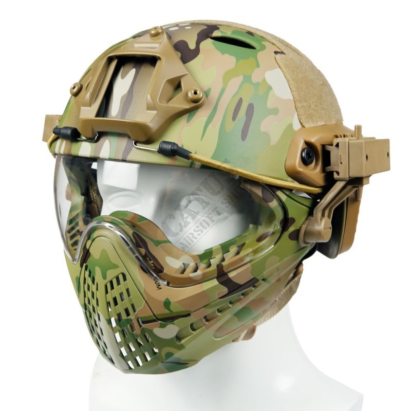 Komplet čelade in maske za pilote Guerilla Tactical Multicam L