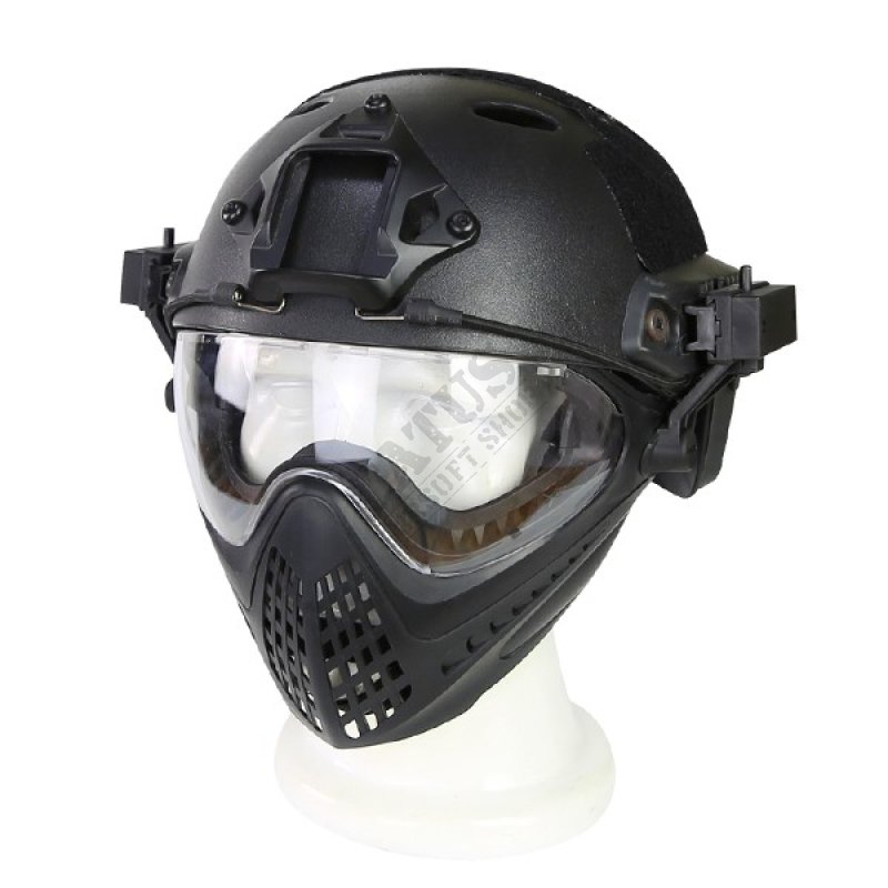 Komplet čelade in maske za pilote Guerilla Tactical Črna L