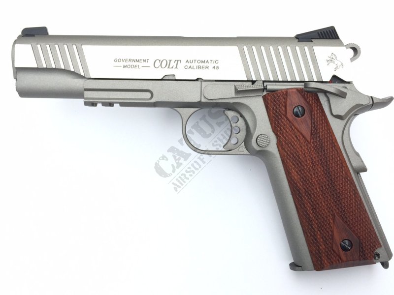 CyberGun airsoft pištola GBB Colt 1911 Rail Co2 Silver 