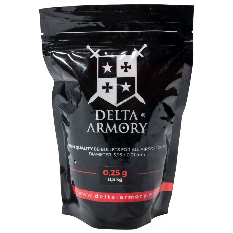 Airsoft BB Delta Armory 0,25g 0,5kg Bela 