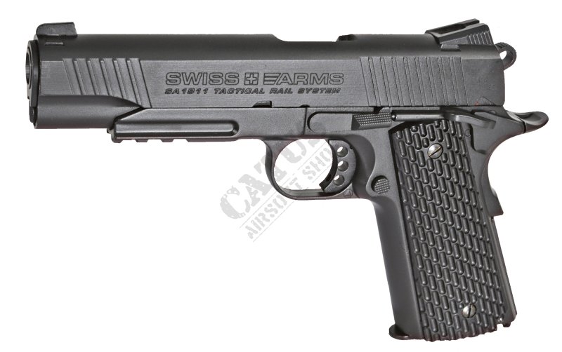 Vzduchová pistole Swiss Arms SA1911 Tactical 4,5mm CO2 GBB Černá 